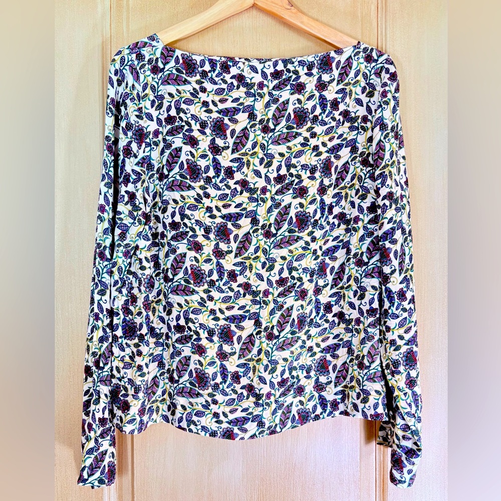J. Crew Womens Size M Floral Long Sleeve Blouse Boatneck Drapey Relaxed NWT